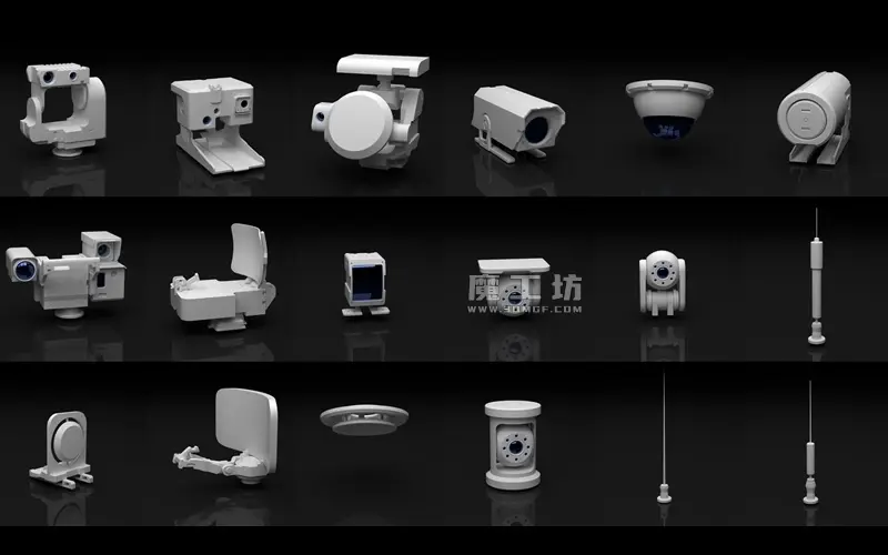 硬表面摄像头传感器雷达3D模型Blend/FBX/OBJ格式白模