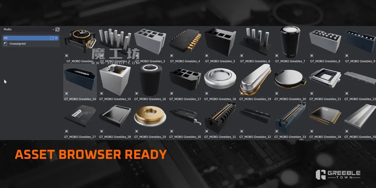 计算机主板 - 抽象主板 Kitbash Greeble Assets